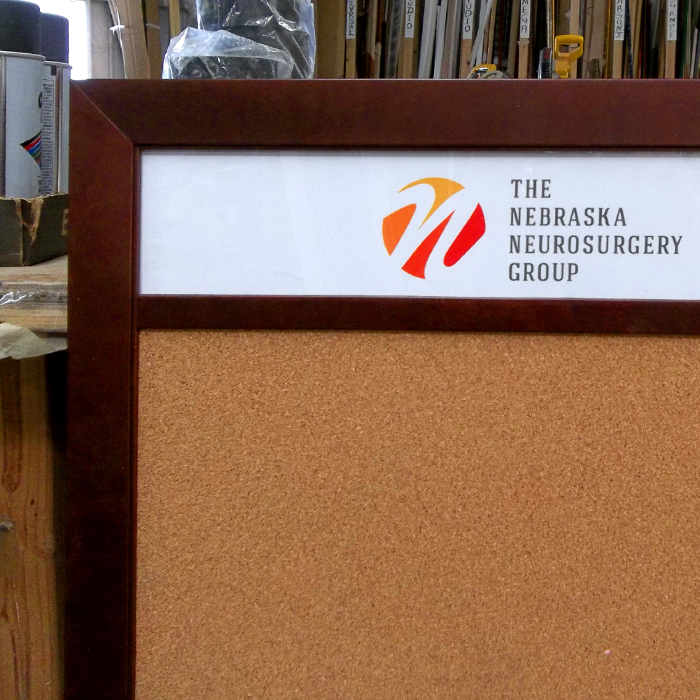 Ccustom header bulletin boards- chalk boards and white boards - use your logo and text - any size