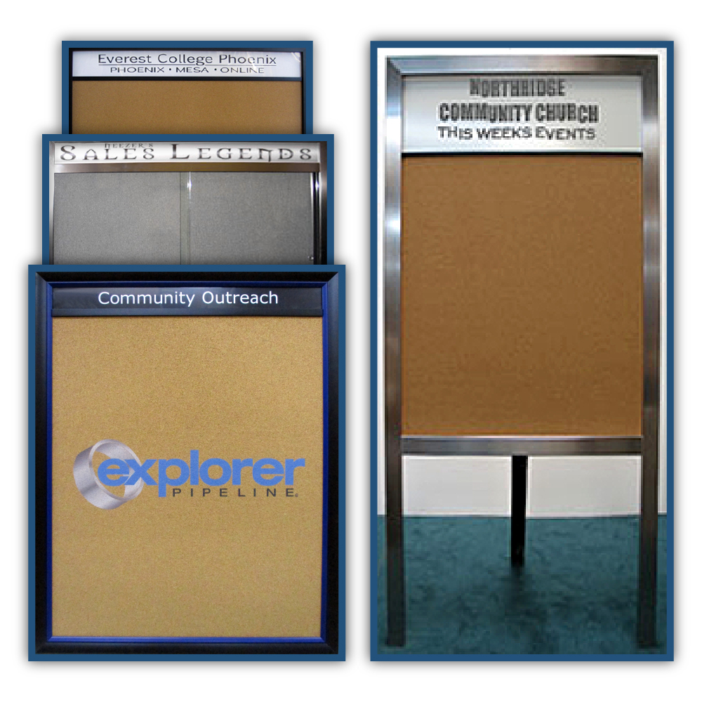 Ccustom header bulletin boards- chalk boards and white boards - use your logo and text - any size