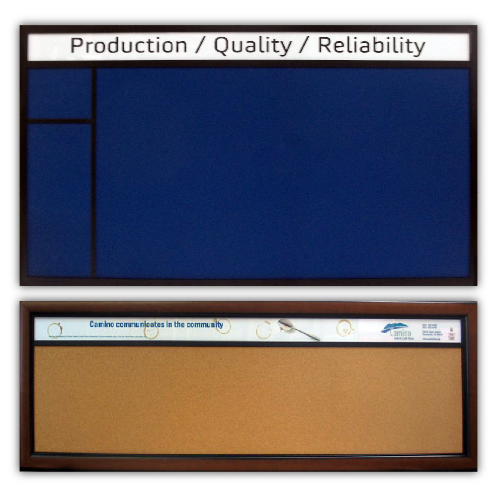 Ccustom header bulletin boards- chalk boards and white boards - use your logo and text - any size